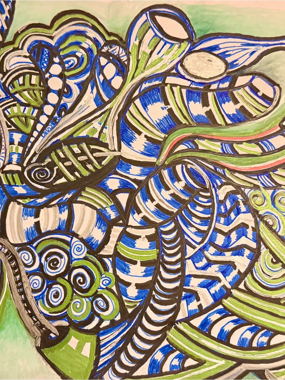 Blue and Green Abstract Line Art illustration made in Hawaii